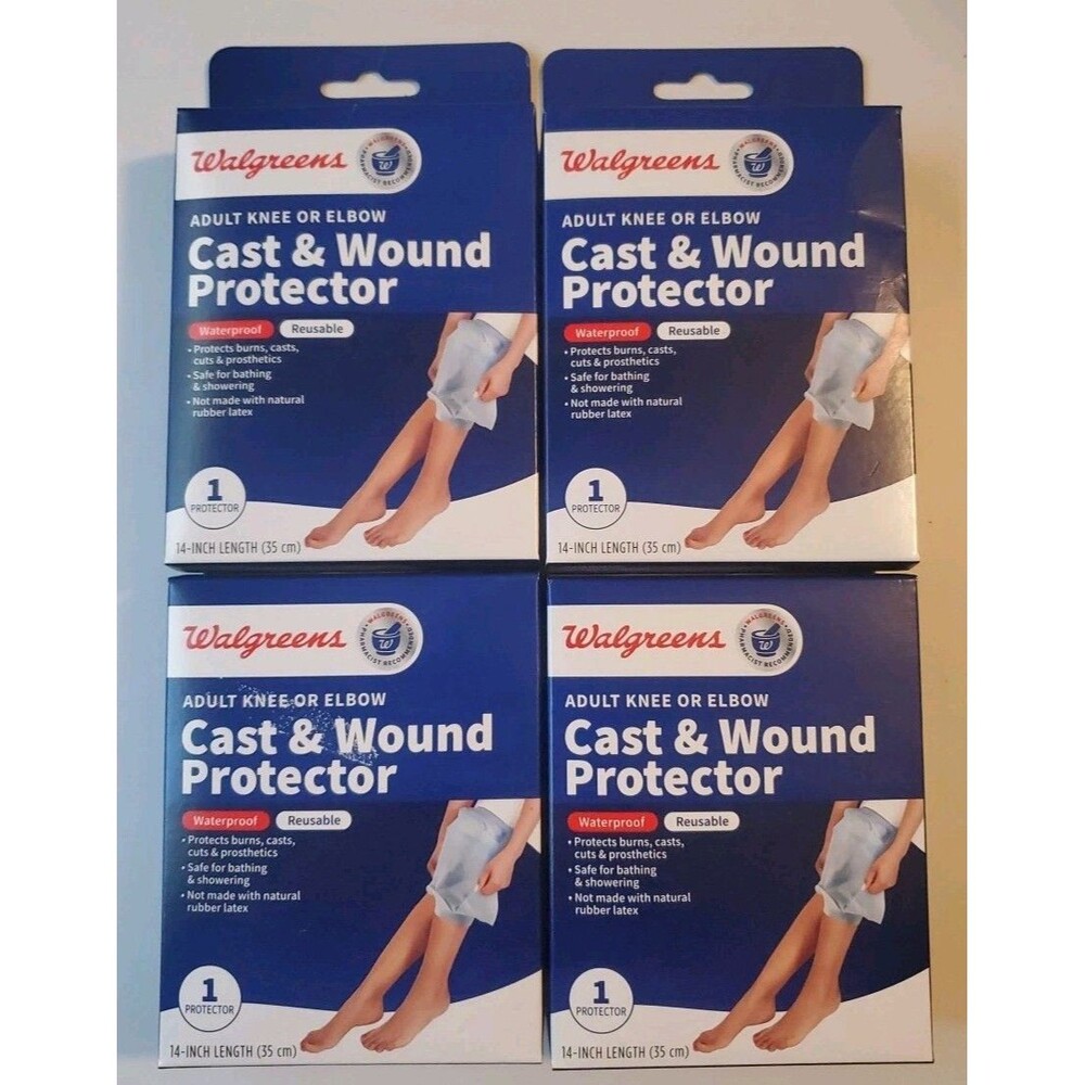 (4) Walgreens Cast & Wound Protector Adult Knee or Below - Waterproof/Reuseable